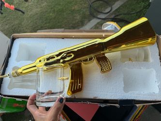 Gold AK-47 Rifle Shaped Decanter with Shot Glass