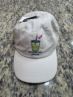 Love You Very Matcha Embroidered Beige Baseball Cap Hat