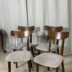 Walnut MCM Upholstered Dining Chairs (4)