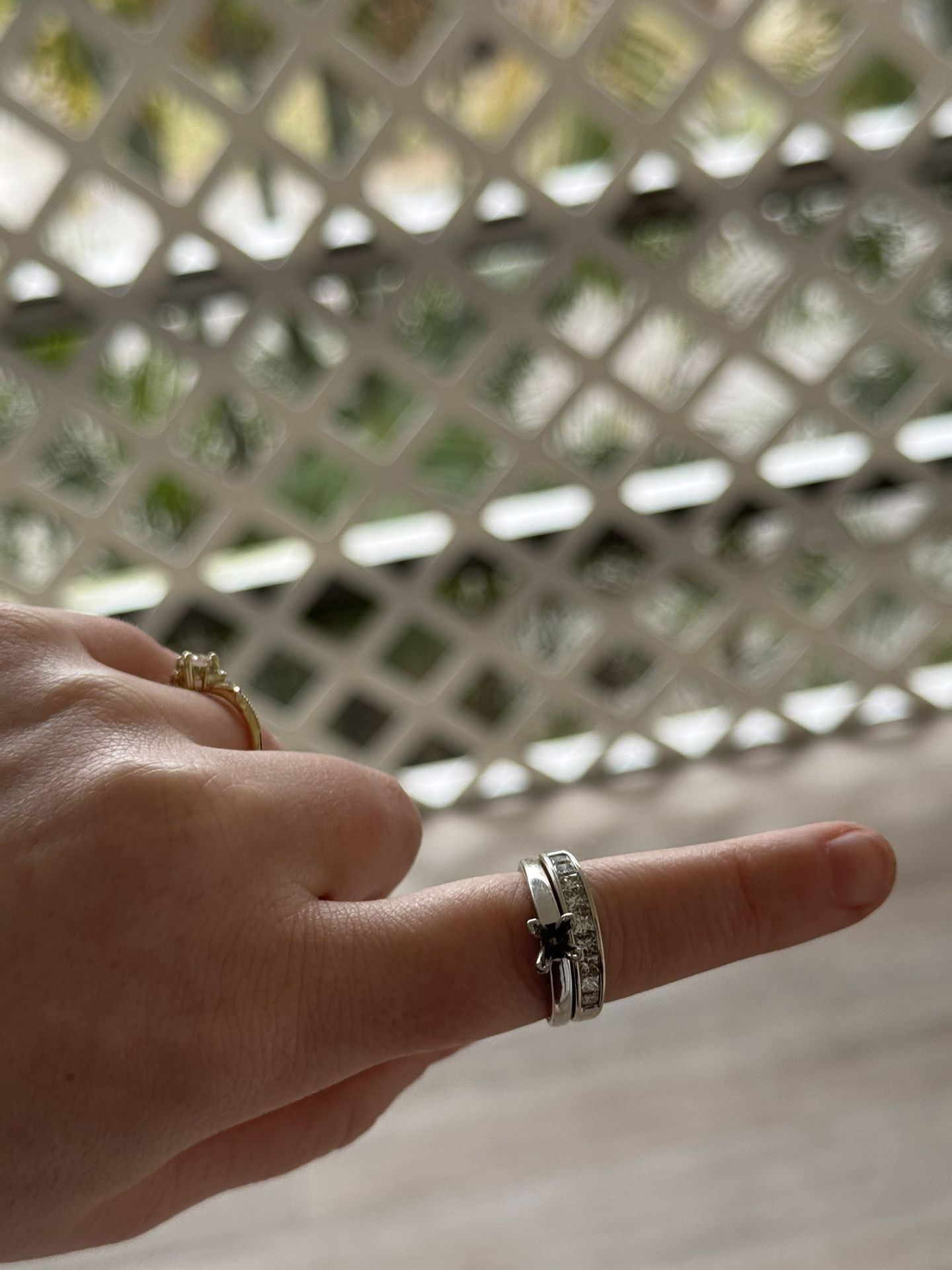 14k White Gold Setting With Wedding Band