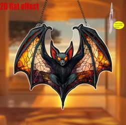 Nocturnal Flame — Gothic Stained-Glass Bat Suncatcher