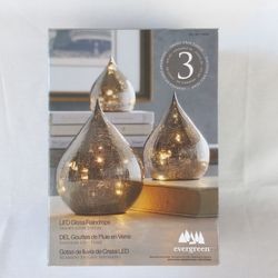 Evergreen LED Glass Raindrops Set of 3 Available in Smoky Gray