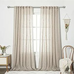New Ceiling Curtains for Living Room, Soft Cotton Curtain Polyester Blend Semi Sheers Light Filtering Window Treatments Decor Back Tab Top Panel, 2pc