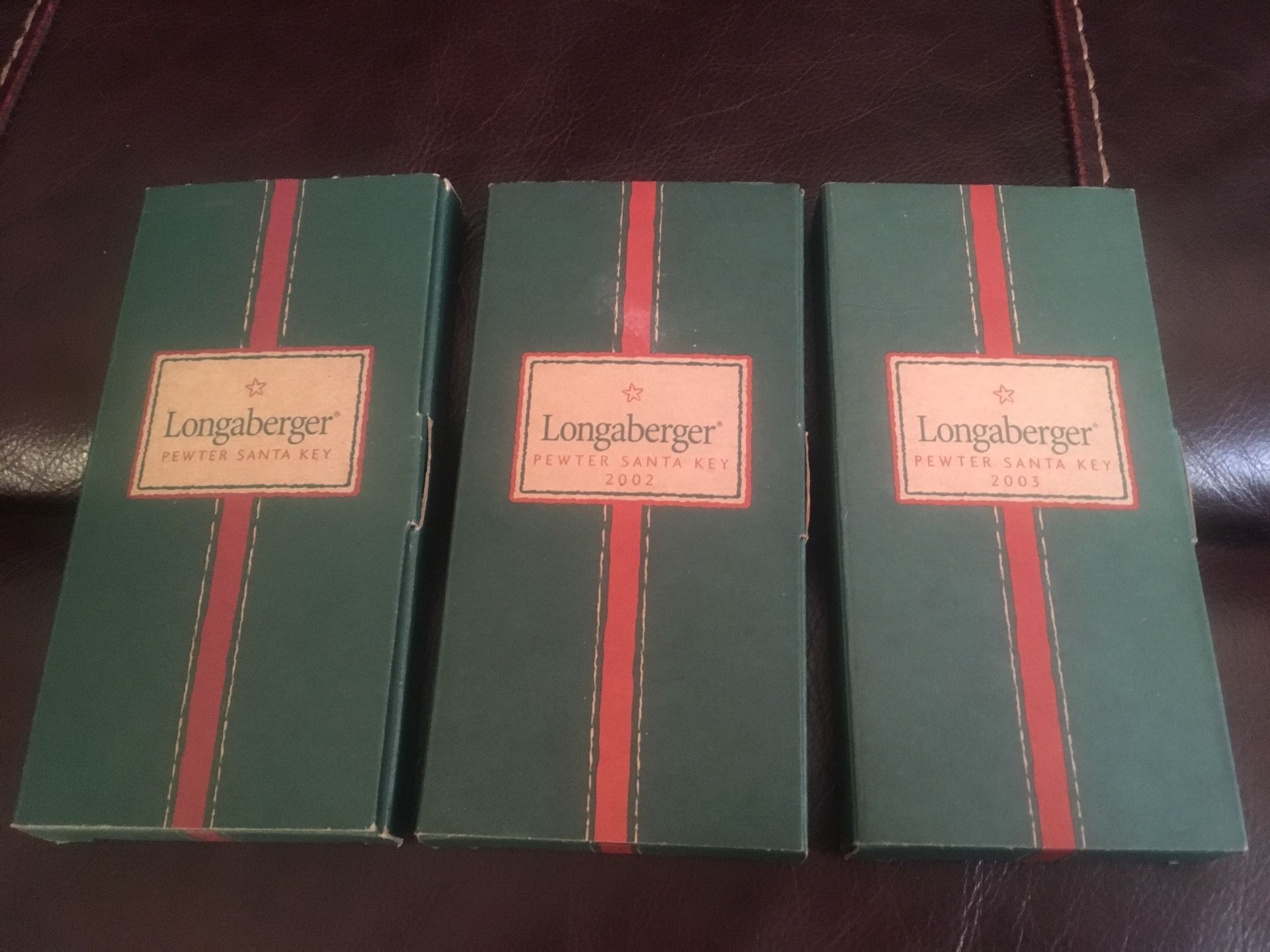 Lot of 3 LONGABERGER Pewter Santa Keys NO CHIMNEY, NO PROBLEM!