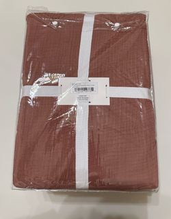SPRING MERCER Queen Duvet Set Clay 100% Cotton Solid Color Modern Bedroom