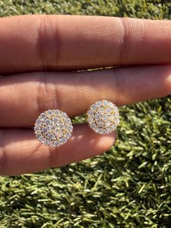 VVS1 Gold Plated Moissanite Cluster Earrings