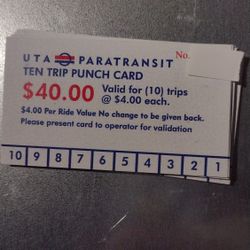 Paratransit Ten Trip Punch Card