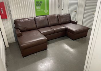Free Delivery - Modern Leather Double Chaise Sectional