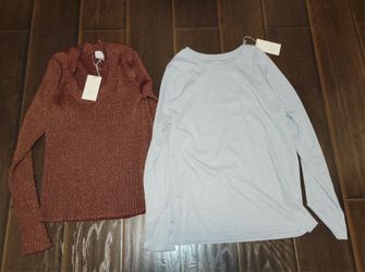 2 long sleeve shirts a new day size XL shimmery Womens Tops