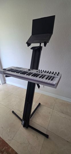 Ultimate Support AX-48 Pro Keyboard Stand w/ HyperMount QR Laptop Stand