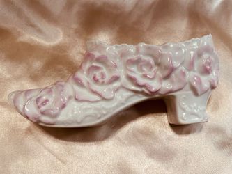 Pink Roses Small White Porcelain Heel