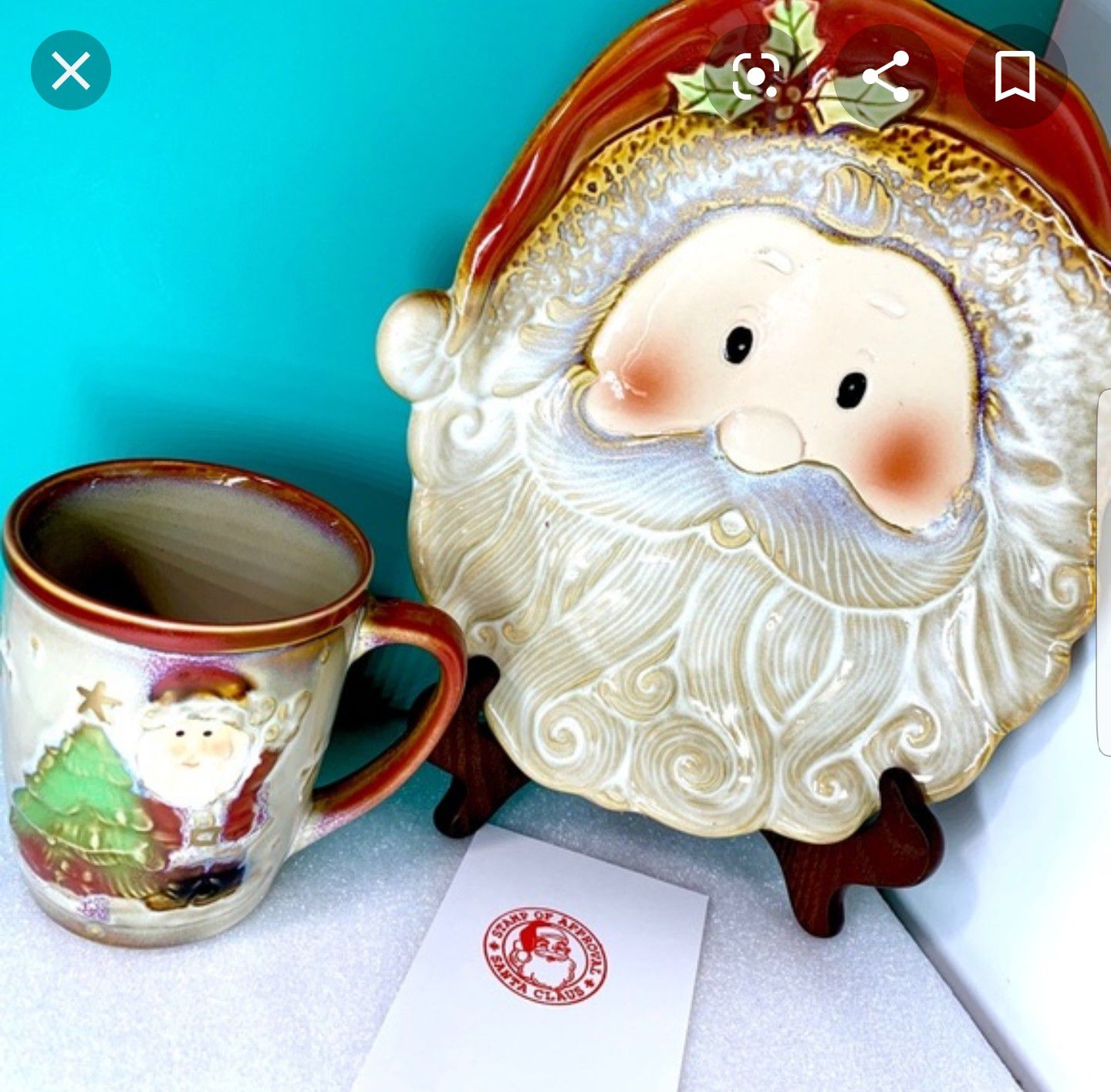 Santa Cookie Plate and Hot Cocoa Mug Set