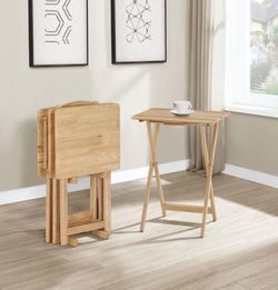 💎4-piece TV Tray Table Set with Stand Natural💎