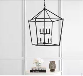 Pagoda 20 in. 8-Bulb Oil Rubbed Bronze Lantern Metal LED Pendant