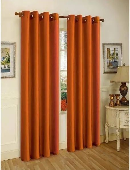 Orange Black Out Curtains - Full Length
