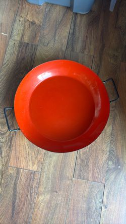 Red Enamel Round Pan with Handles