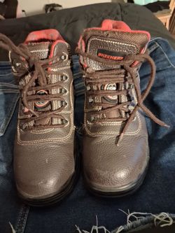 Skechers Work Boots Brown Leather Lace-Up