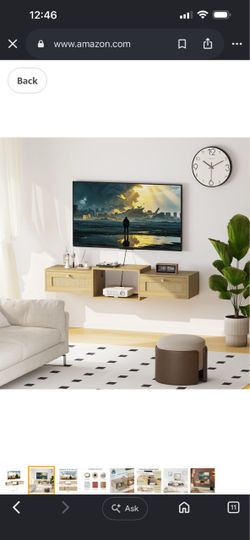 modern floating TV stand featuring