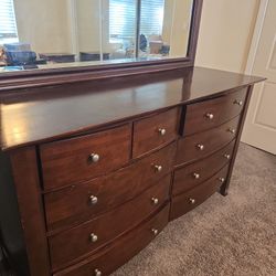 Very Sturdy Solid Wood Dresser And Mirror 