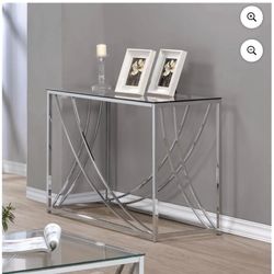 42.25" Chrome Glass Top Console Table