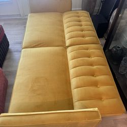 Stylish Mustard Yellow Velvet Futon