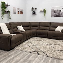Brown Sectional Couch Power Recliner - Free Delivery