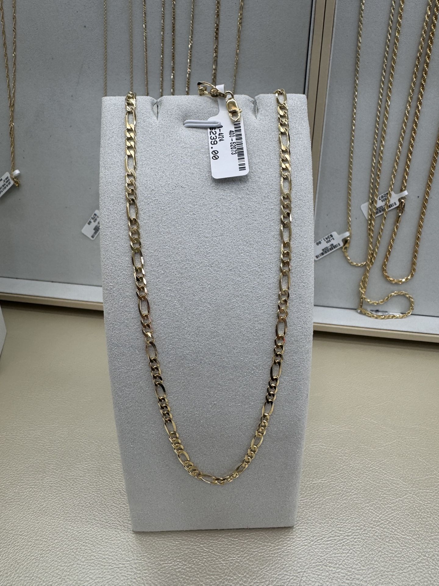 925 Sterling Silver Gold Plated Fígaro 4mm Chain 24”
