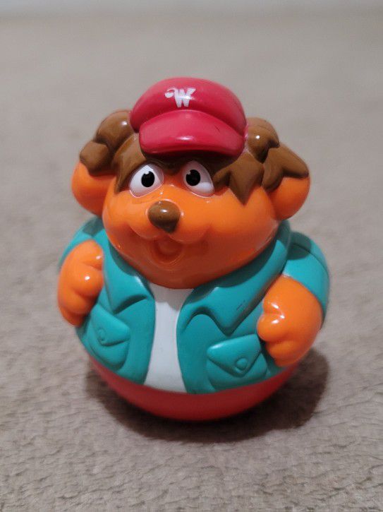 Vintage Playskool Weeble Wobble Puppy Dog Red Hat Hasbro 3”.
