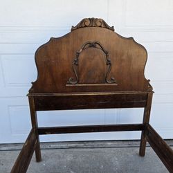 Antique Twin Size Wood Headboard Footboard