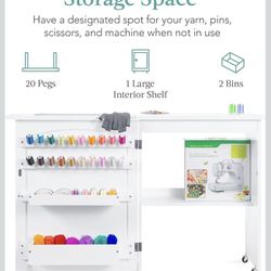 Best Choice Products Folding Sewing Table Multipurpose Craft Station & Side Desk with Compact Design, Wheels, Shelves, Storage Trays, Pegs, Magnetic D