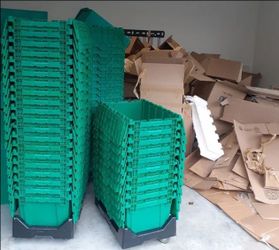 Attached Lid Storage Bin – 21.5" x 15.3" x 12.5" Stackable Tote