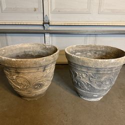 2 Fiberglass Pots Concrete Look