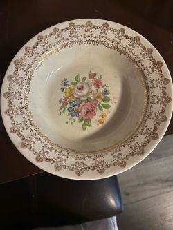 Vintage Floral Ceramic Serving Bowl