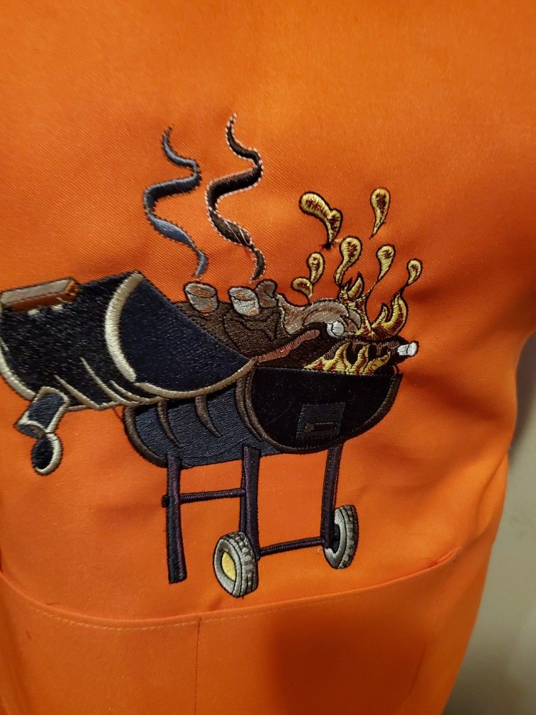 BBQ Me Some Food Orange Apron,embroidered