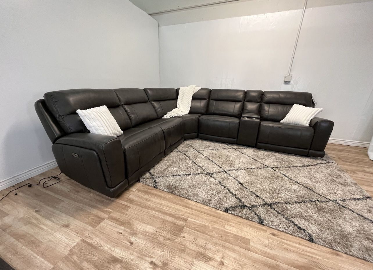Leather Sectional Recliner Couch 