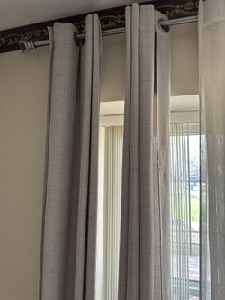 Set Of Grommet Curtain Panels With Rod