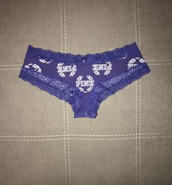 New PINK panties/cheeksters large Victoria Secret blue and white Allover  pink logos lace trim for Sale in Gilbert, AZ - OfferUp