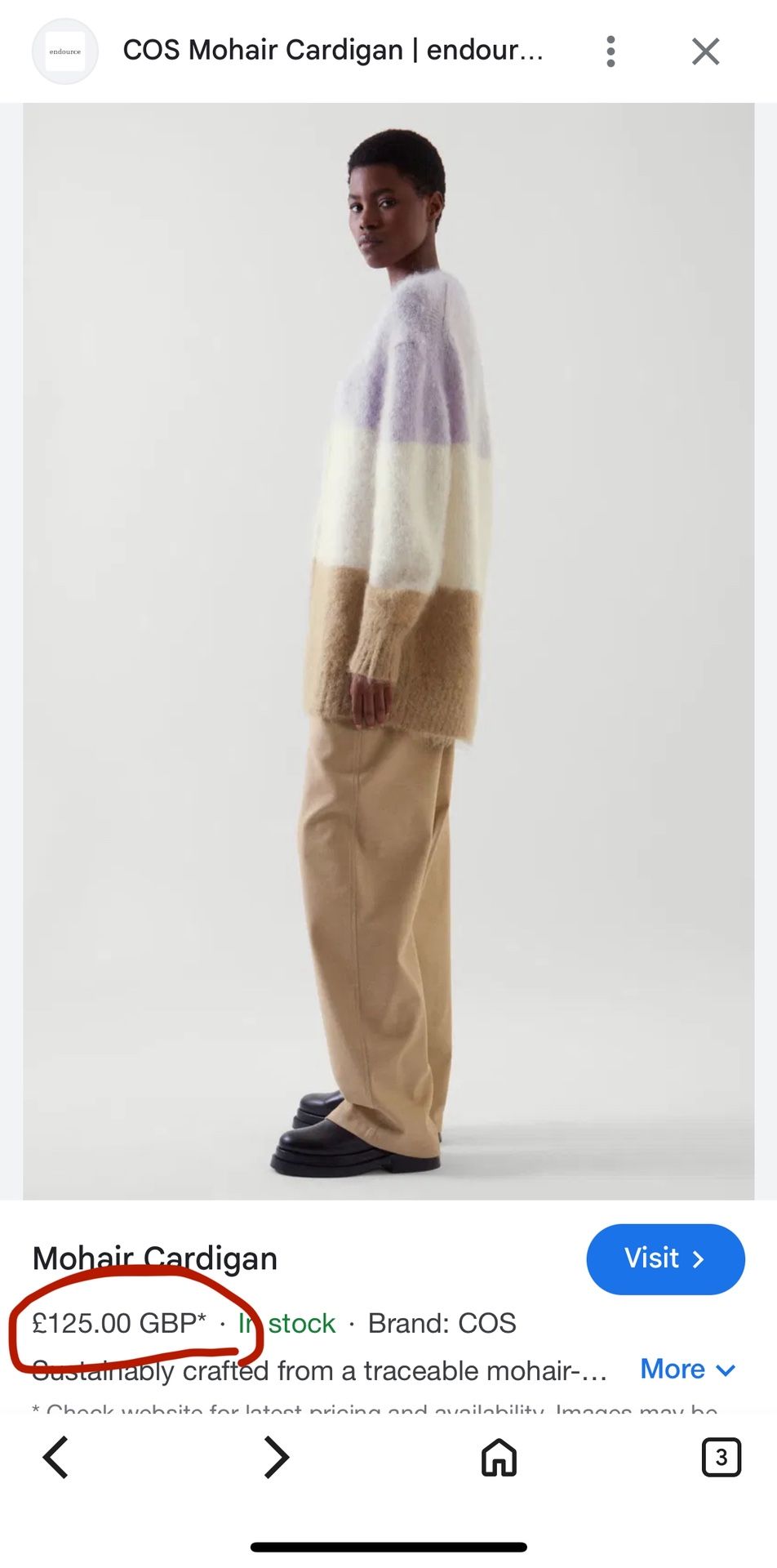 NWOT COS Mohair Cardigan Wool - Purple, Cream, and Brown