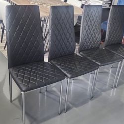 DINING CHAIR FAUX LEATHER BLACK 