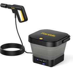 Fanttik NB8 Fold Cordless Electric Pressure Washer w/3.2Gal Tank, 5-in-1 Nozzle, Max 220PSI, 10FT Hose, 4000mAh Lithium Battery, Type-C Charging, Port