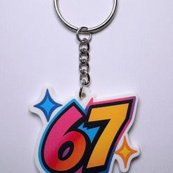 Glow in the Dark 67 Keychain – Trendy Kids Neon Number Bag Charm