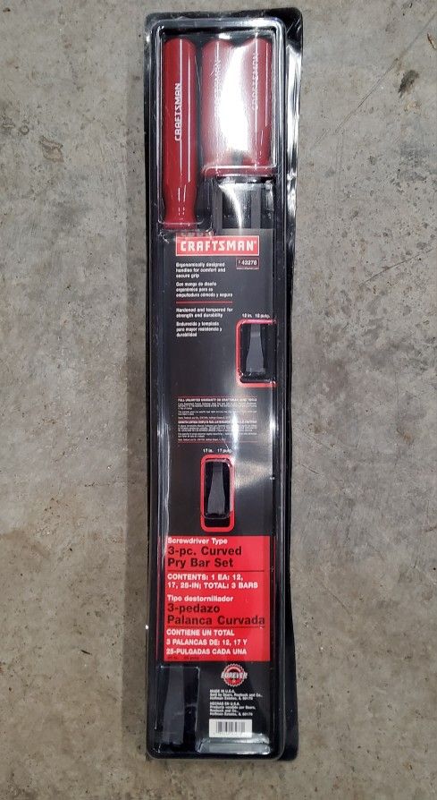 NOS Craftsman 43278 - 3 Piece Pry Bar Set - 12”, 17”, 25” MADE IN USA