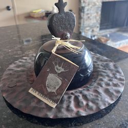  Jan Barboglio Quesera Dome Hammered Tray with Cast Iron & Glass Top