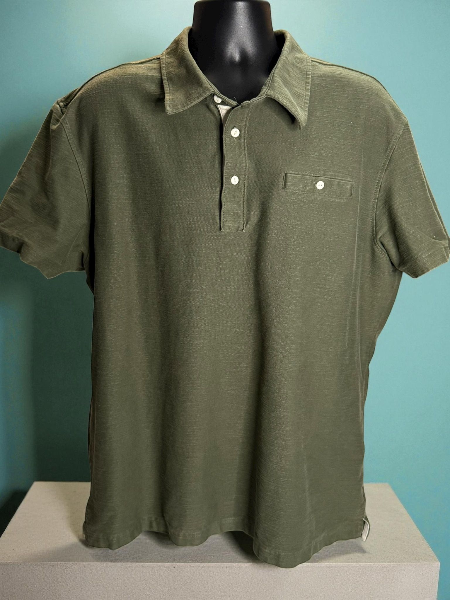 JACHS New York Men’s 2XL Polo Shirt Olive Green Stretch Cotton Blend Casual Wear