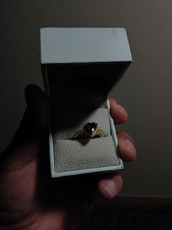 Gold-Tone Heart Ring with Purple Stone