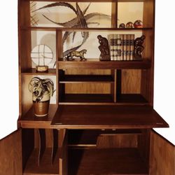 Mid Century Modern Wooden Hutch Wall Unit