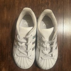 Kids Adidas Size 10 White And Iridescent 