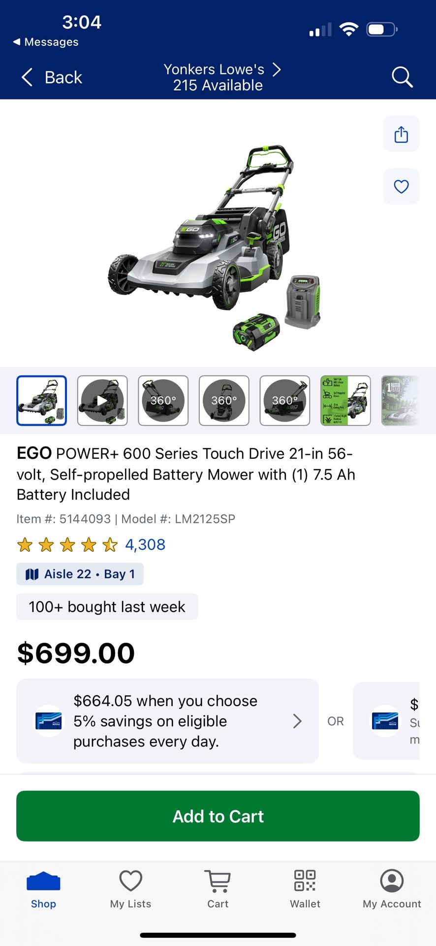 EGO POWER+ 600 Series Touch Drive 21-in 56-volt, Self-propelled Mower