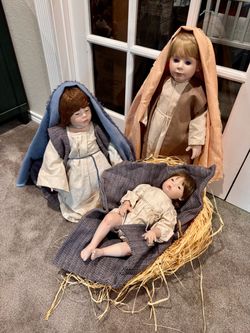 Porcelain Doll Nativity Scene - Perfect For Christmas - All Handmade