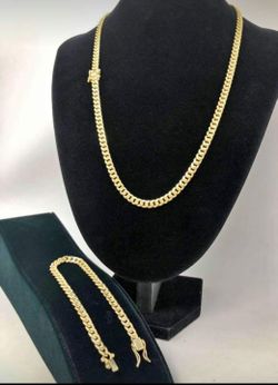 6MM Cuban Set 14K Gold Plated Does Not Loses Color